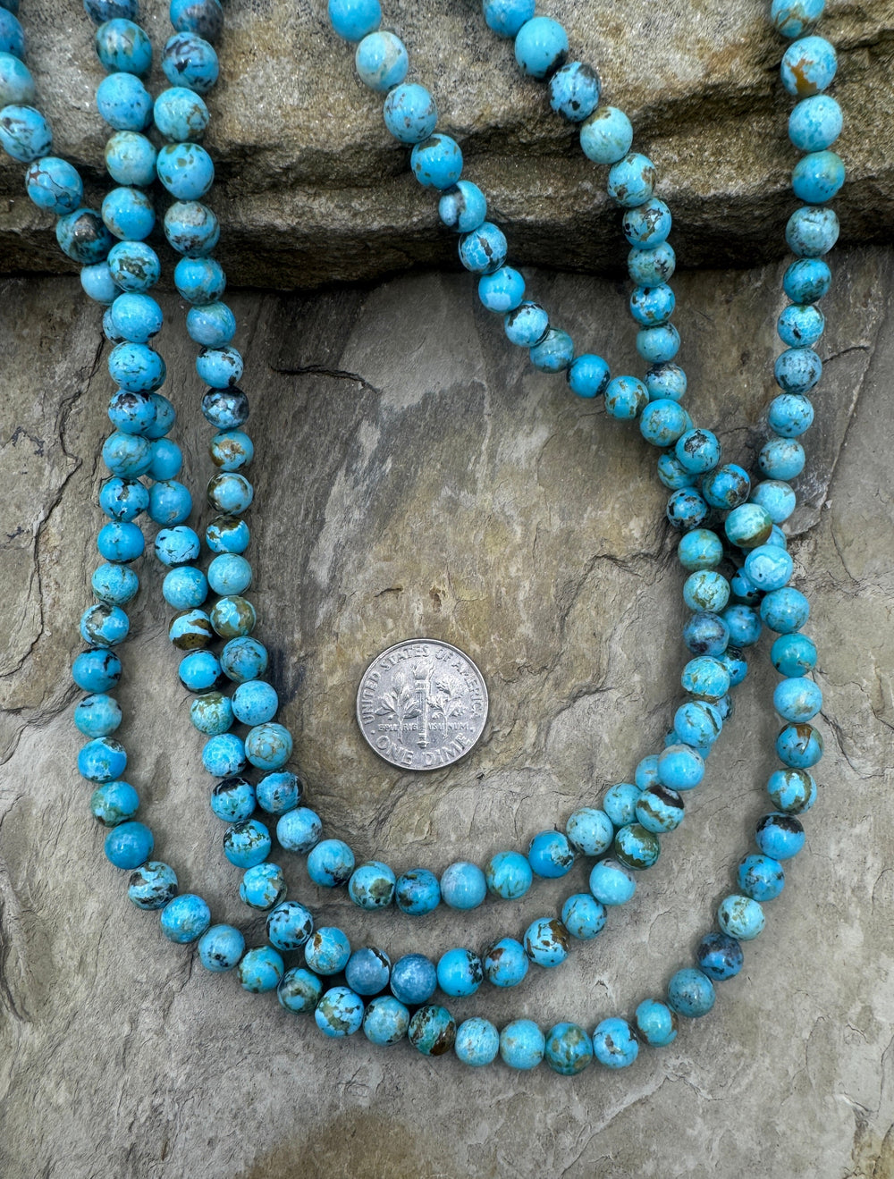 Campitos (Mex) Turquoise 6mm Round Beads 16 Inch Strand