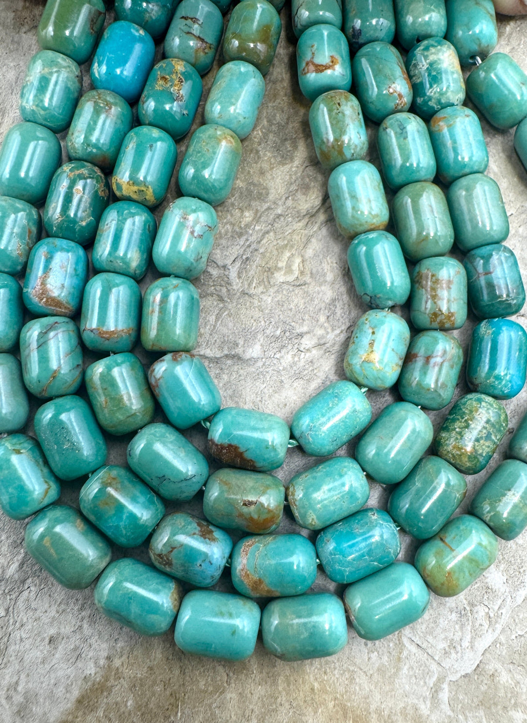 Campitos (Mex) Turquoise 6x8mm Tube/Barrel Beads 8 Inch