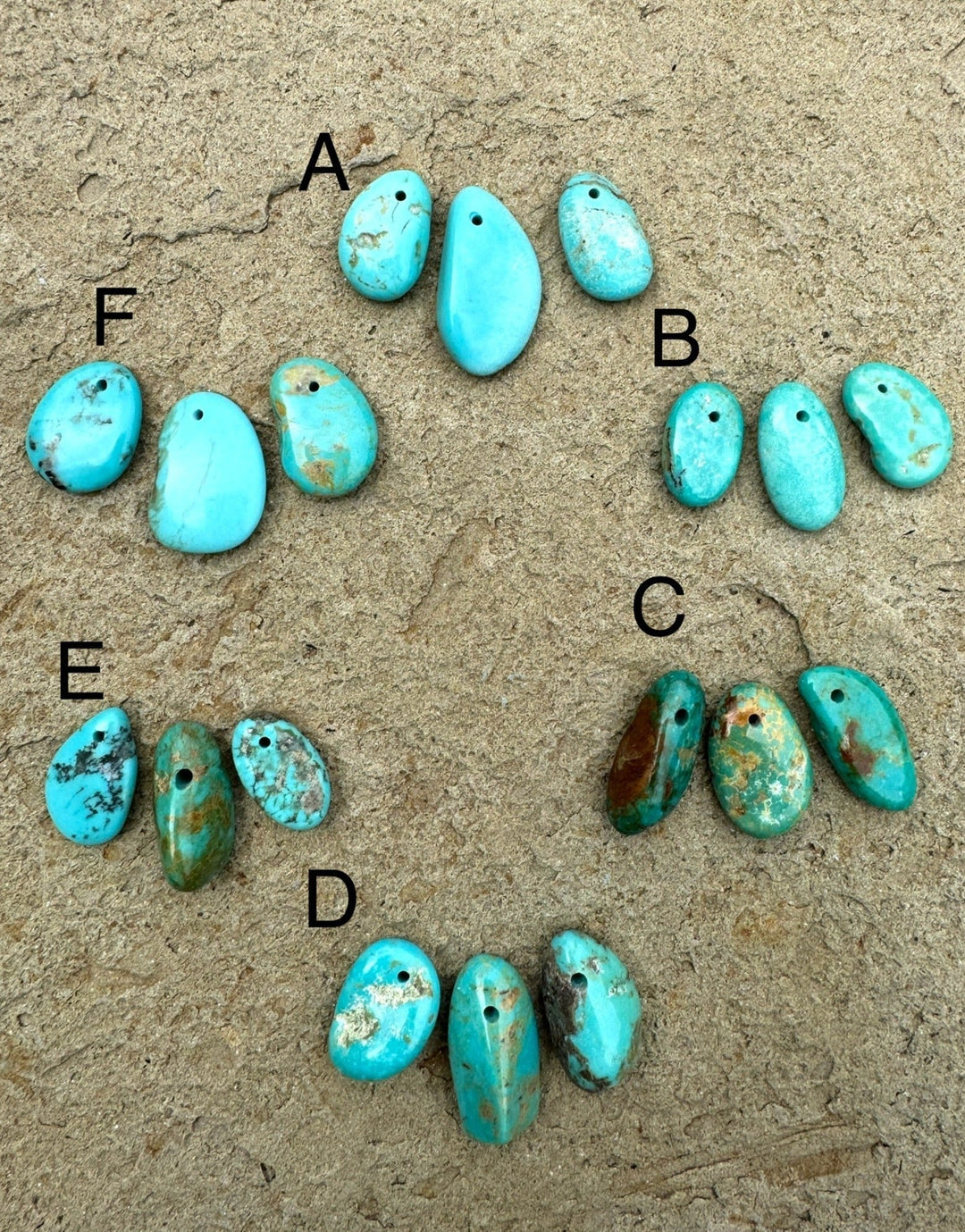Kingman Turquoise Freeform Focal 3 Bead Set (Select One Set