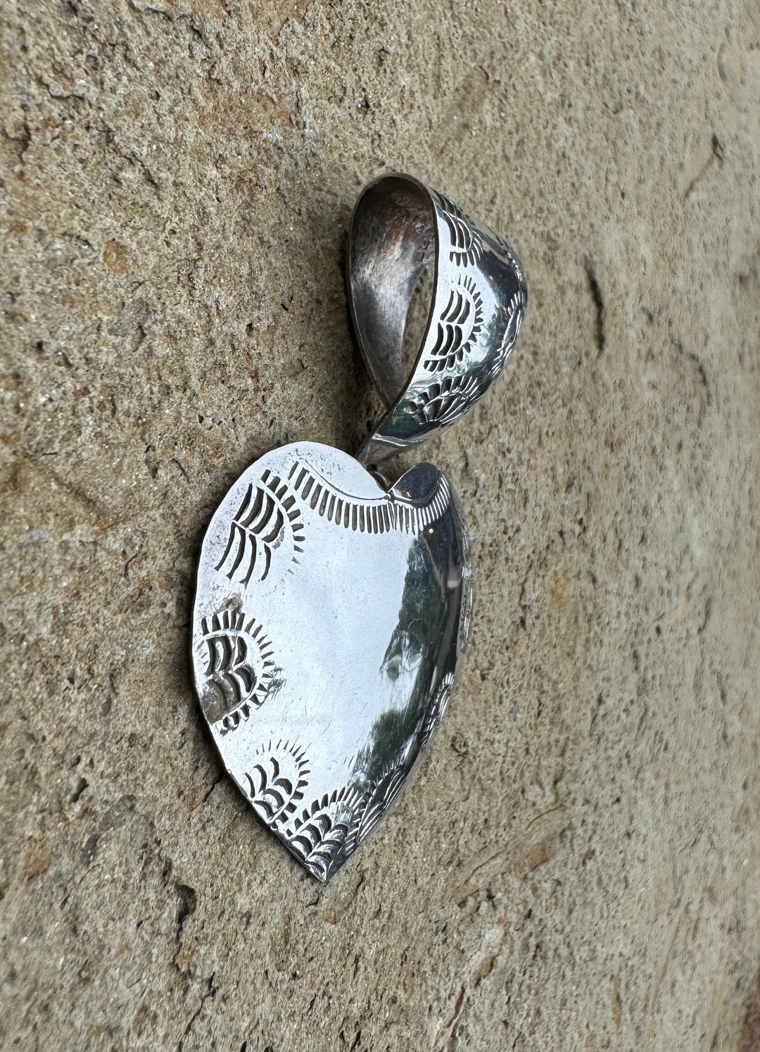 Oxidized Sterling Silver BIG Heart Pendant with Large Bail