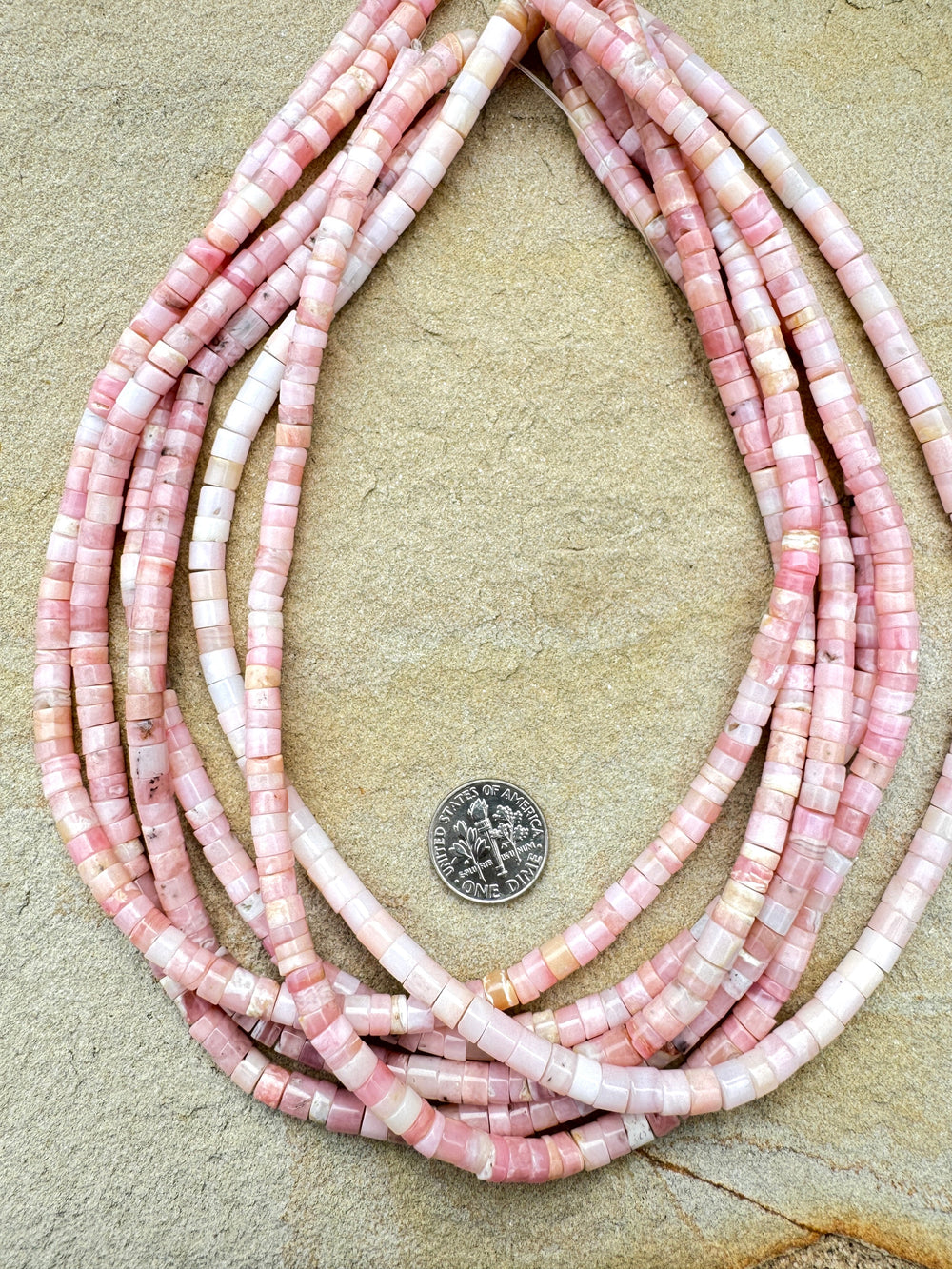 Peruvian Pink Opal 5mm Heishi Beads 16 inch strand