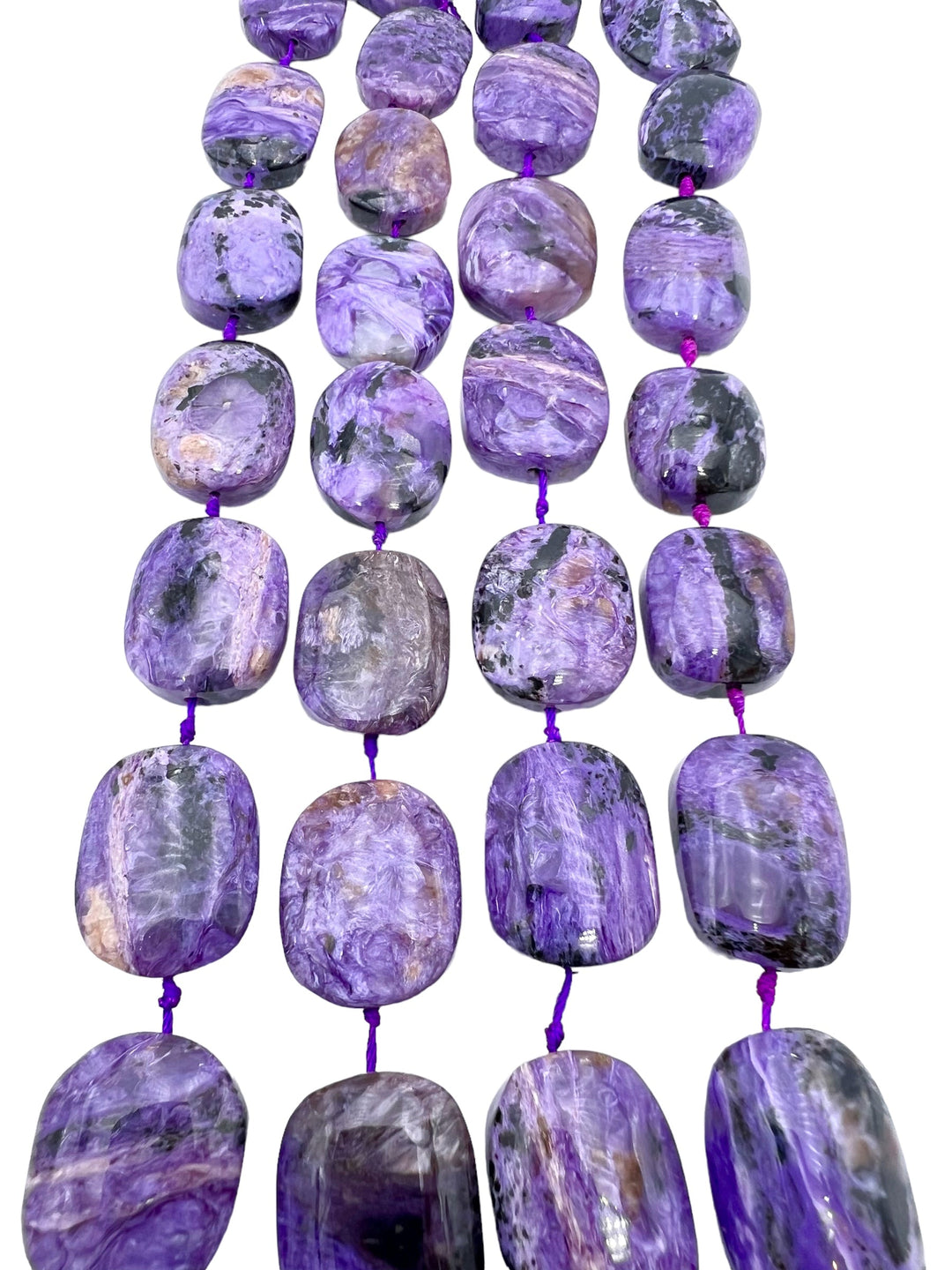 Premium Color Charoite BIG Rounded Rectangle Beads (8 inch