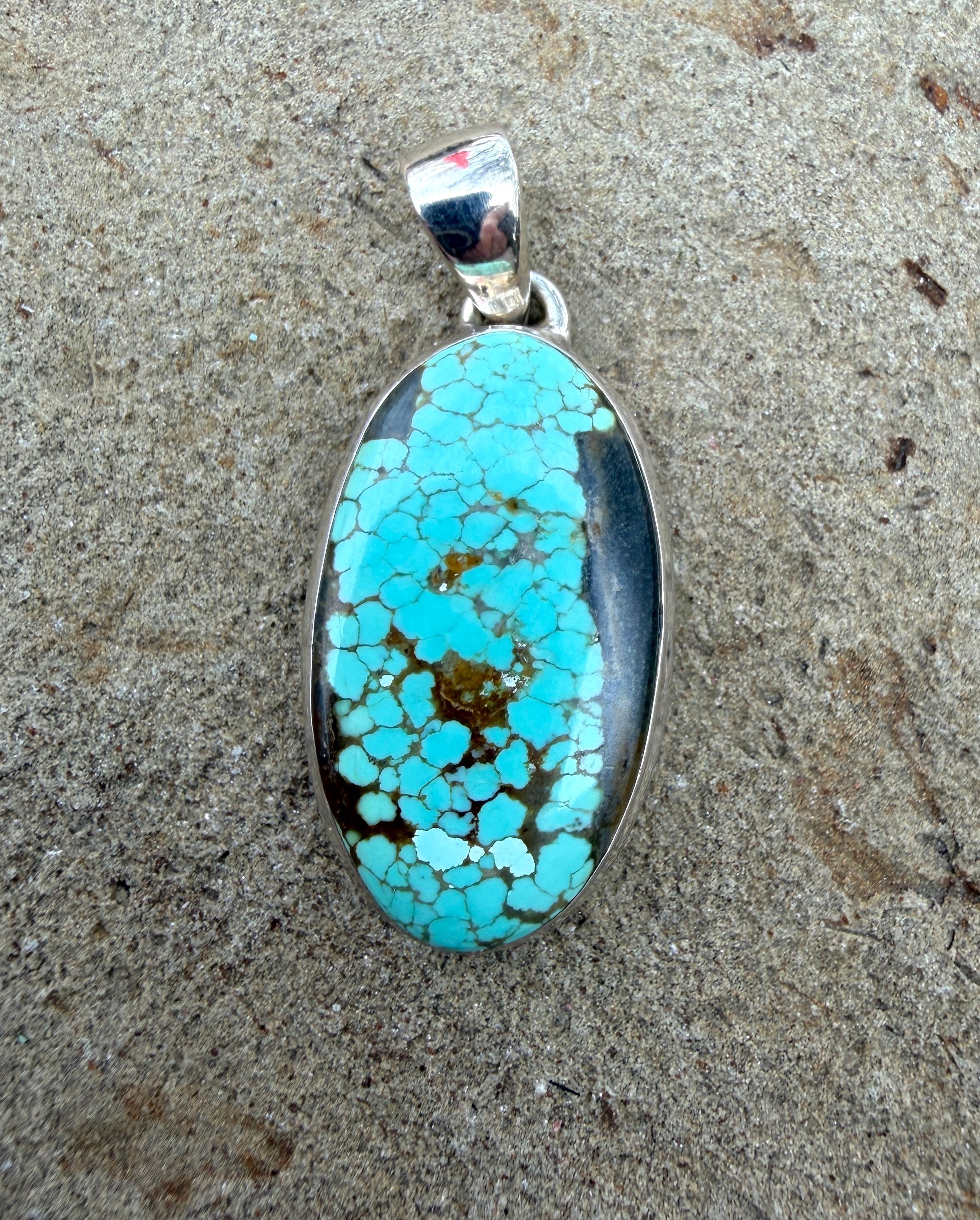 RARE Number 8 Turquoise (Nevada) Sterling Silver Pendant