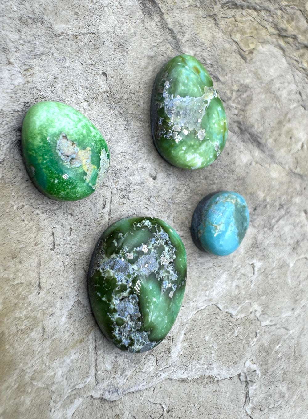 RARE Sonoran Gold Turquoise (Mex) LOT of 4 Mini Cabochons