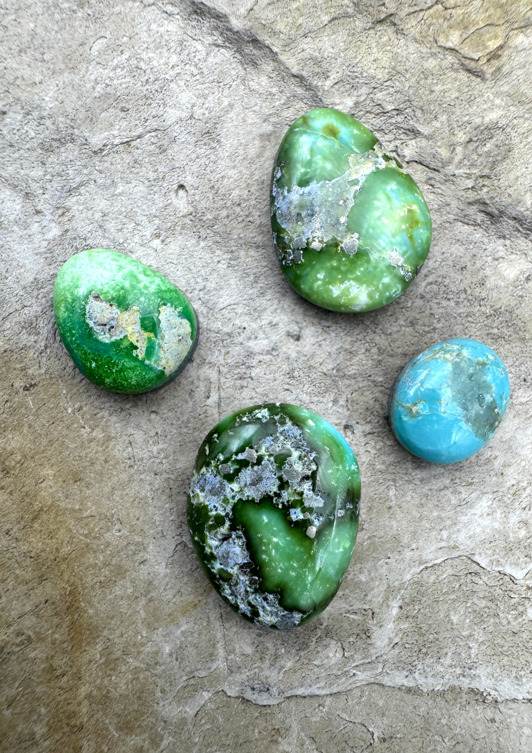 RARE Sonoran Gold Turquoise (Mex) LOT of 4 Mini Cabochons