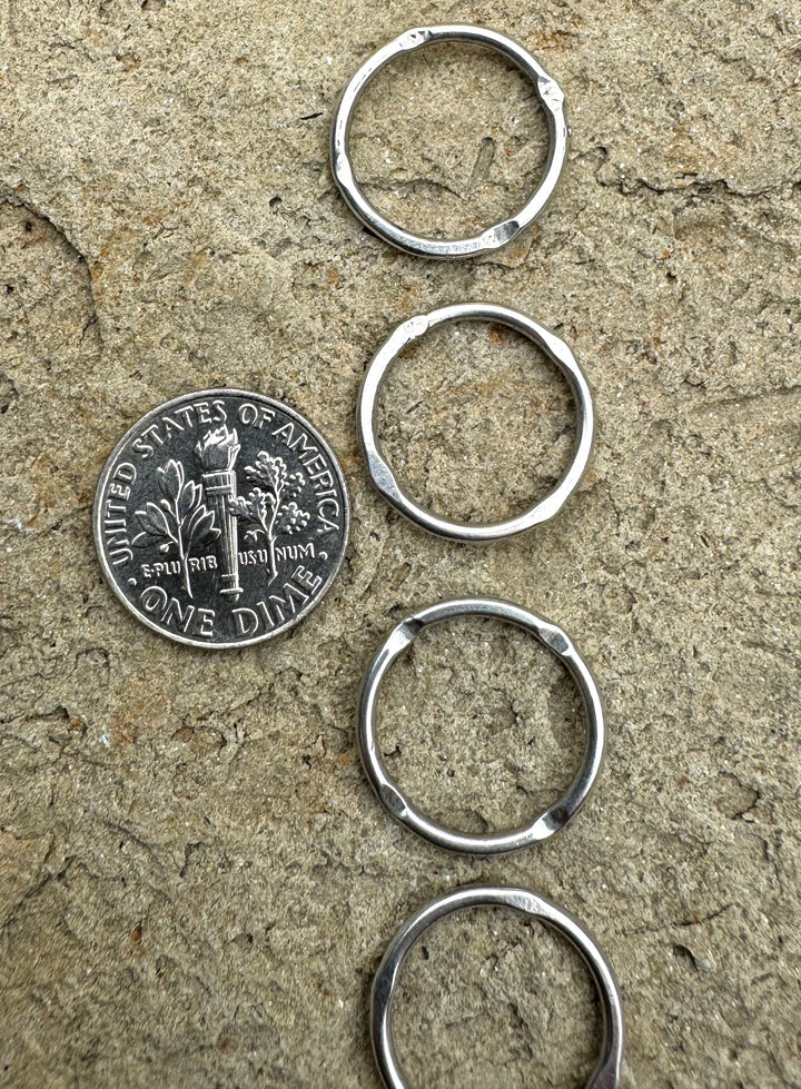 Sterling Silver Hammered Ring Links 17mm,Sold per One piece
