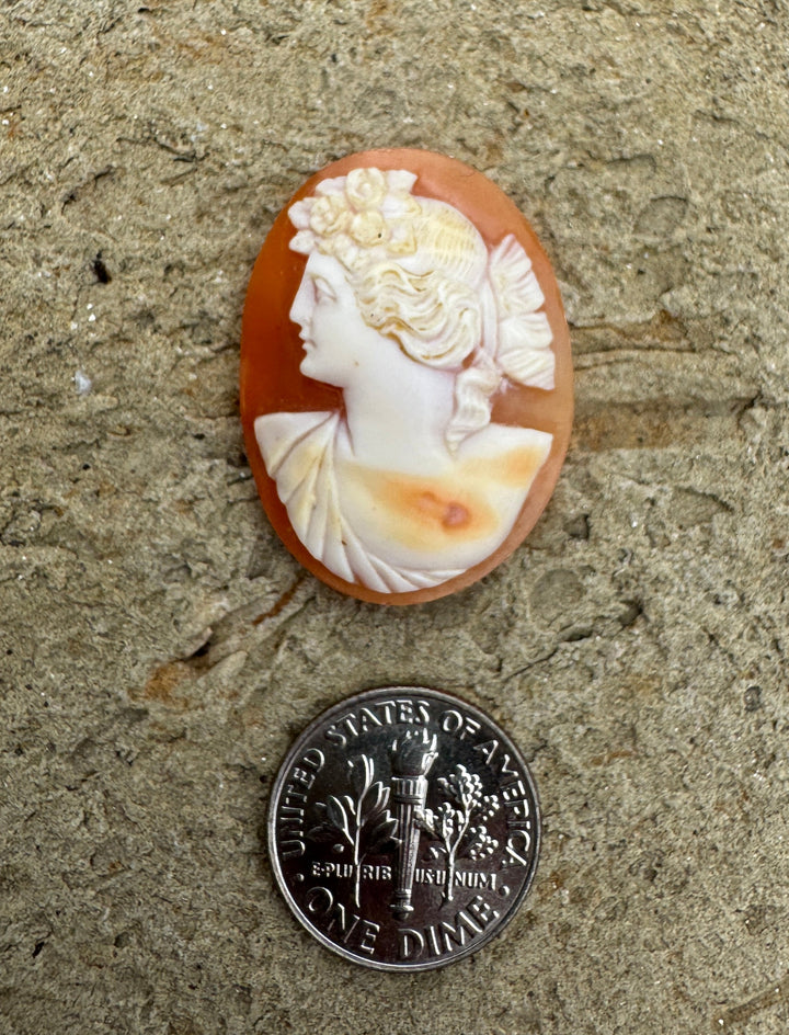 Vintage Genuine Carved Shell Cameo 22x29mm - Shell Cameo
