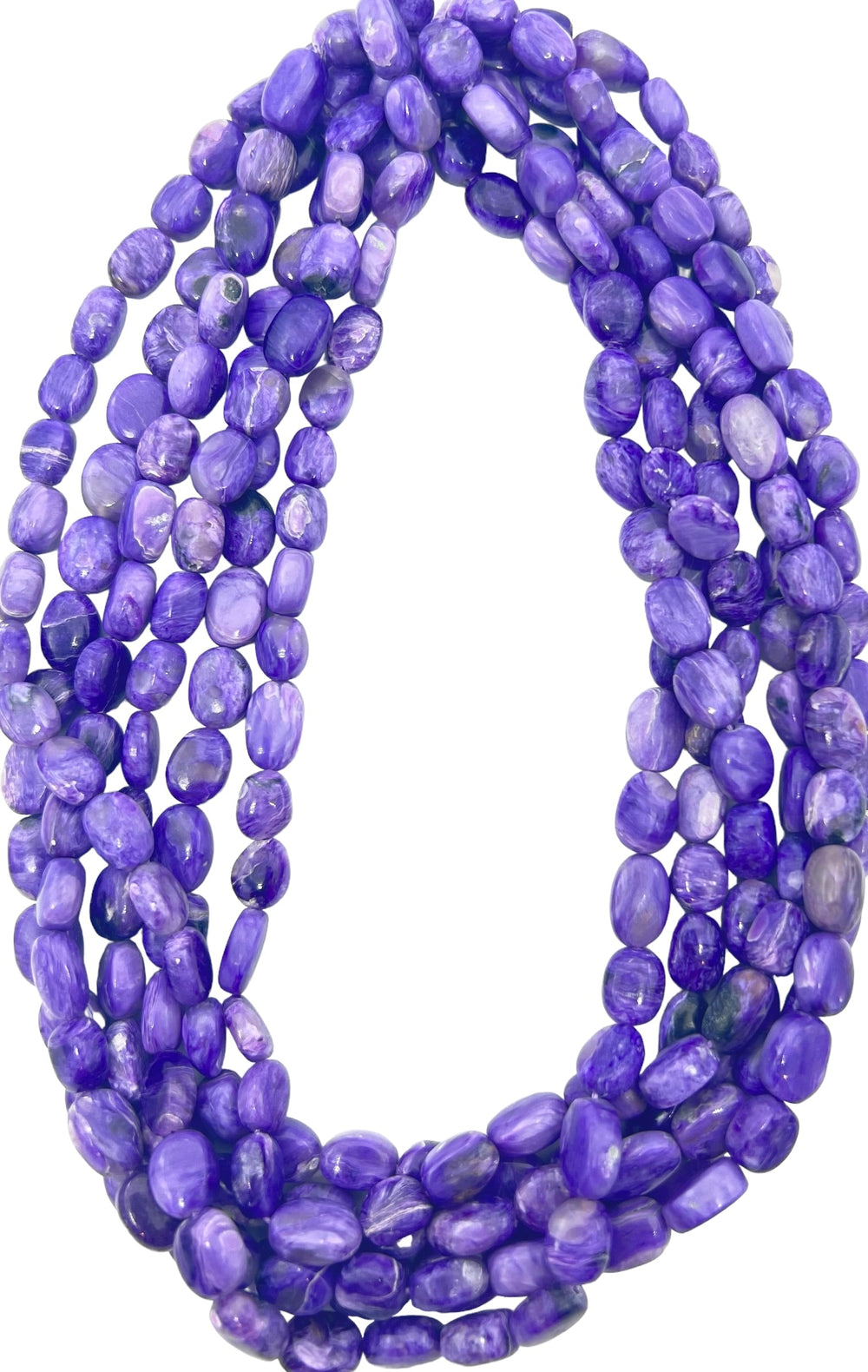 Premium Color Charoite 10x8mm Oval Beads (8 inch Strands)