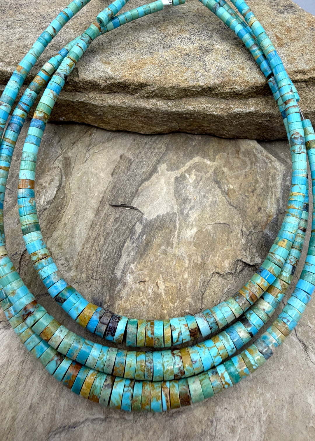 Kingman Turquoise (Arizona) Graduated Heishi 3-8mm 16 Inch