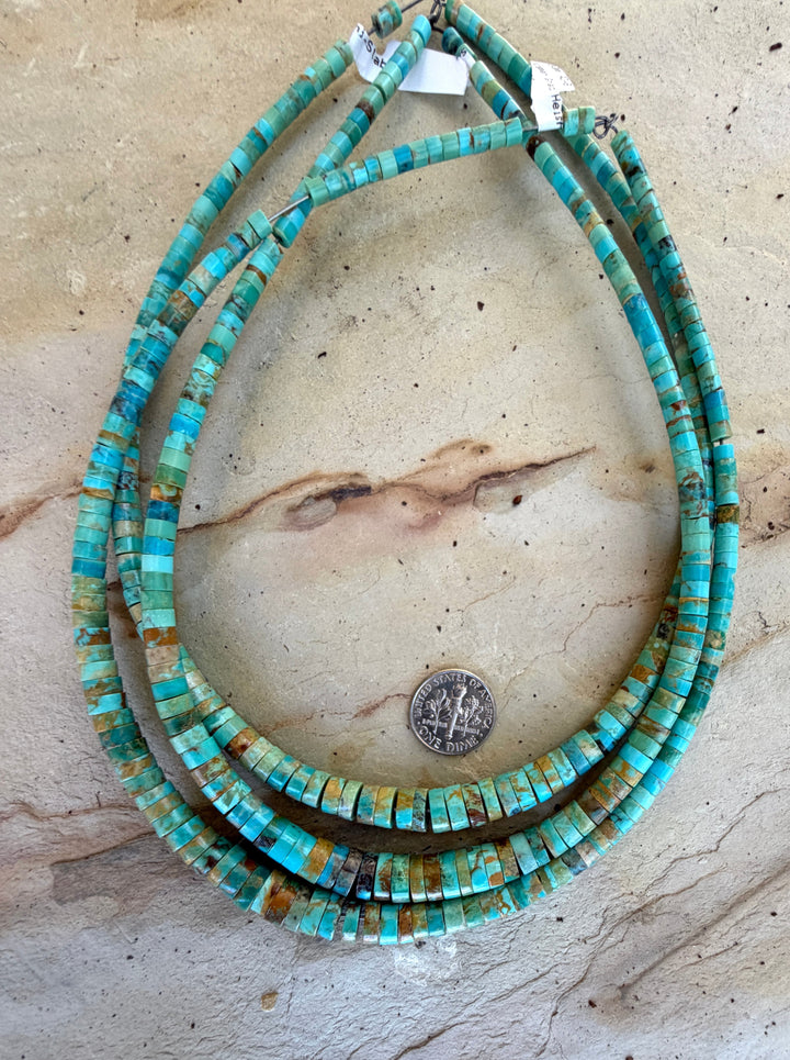 Kingman Turquoise (Arizona) Graduated Heishi 3-8mm 16 Inch
