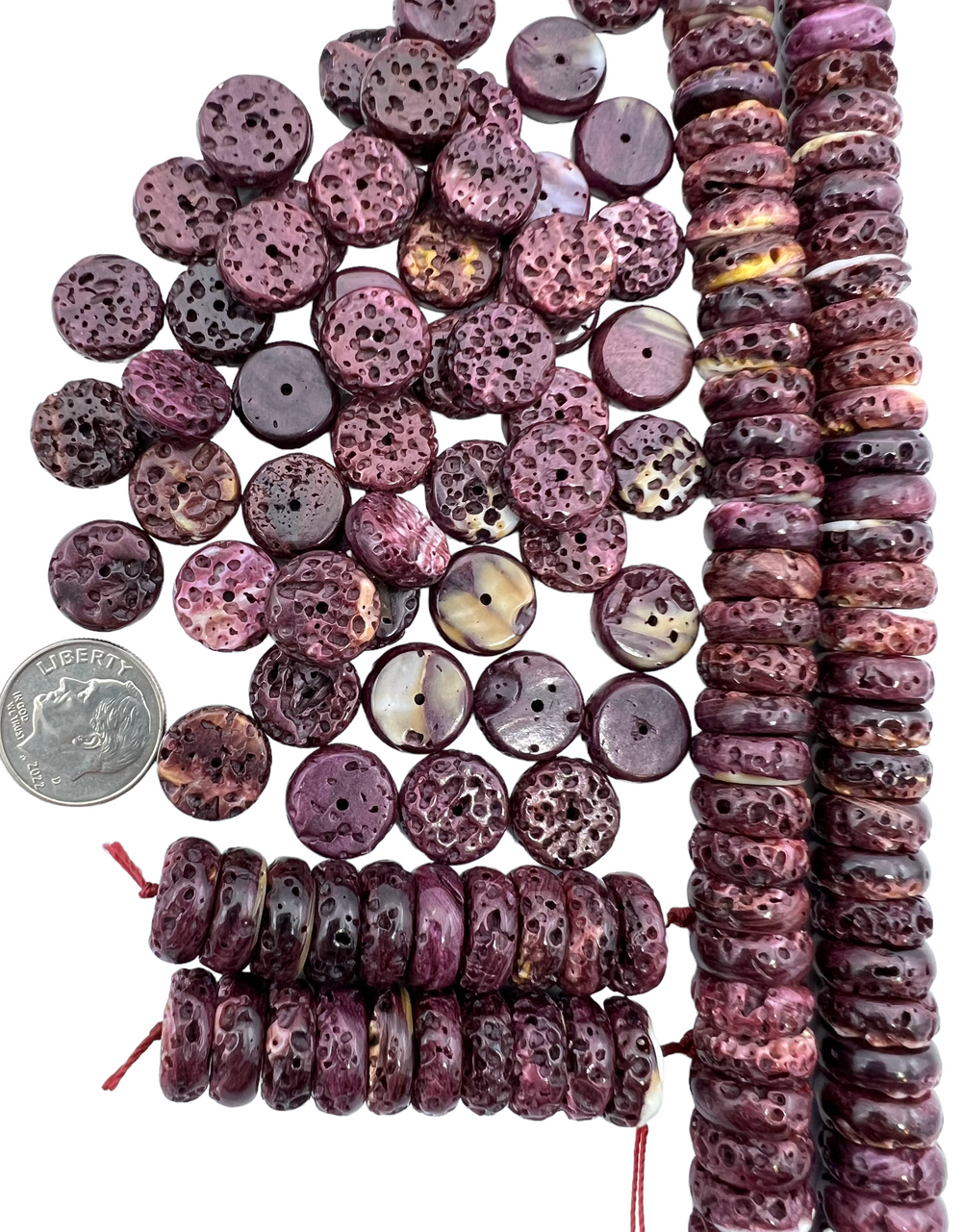 RARE High Quality Purple Spiny Oyster BIG 12mm Rondel Beads