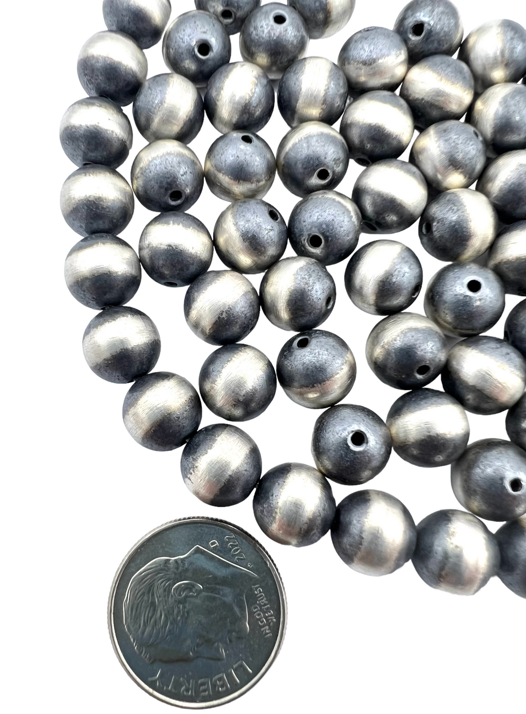 Navajo Style Pearls Sterling Silver Round Beads 8mm (PKG