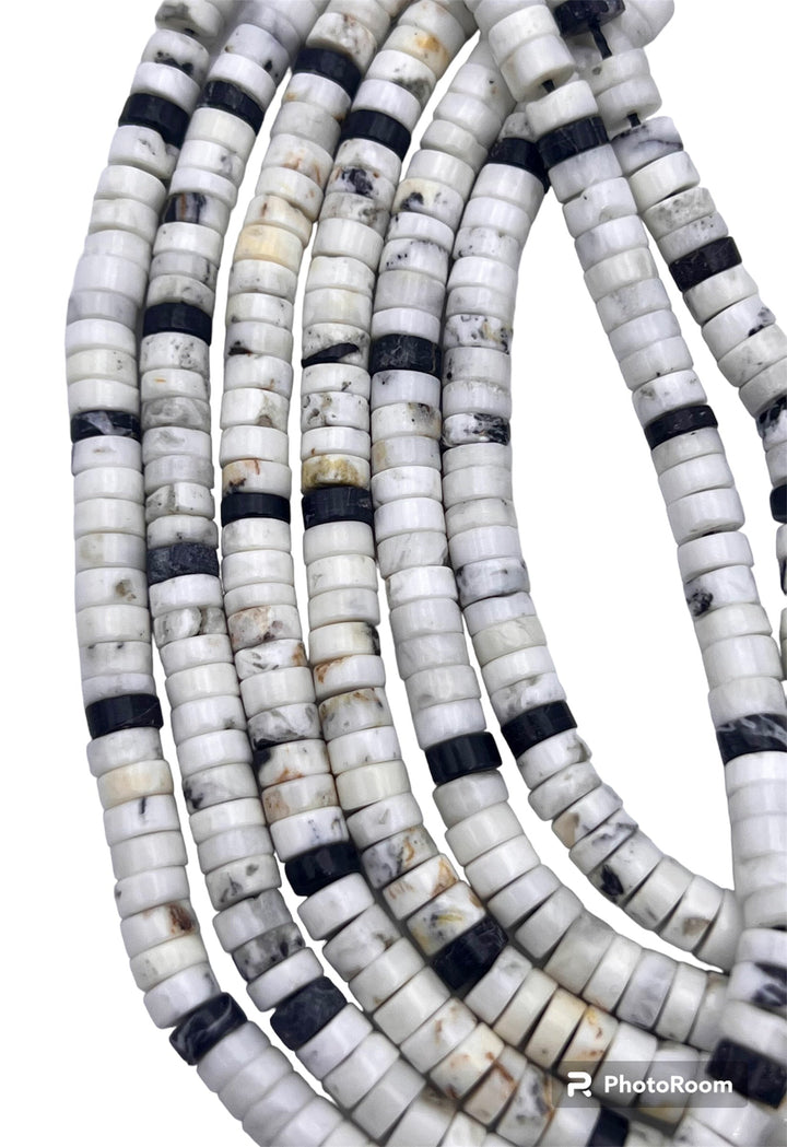 RARE High Quality White Buffalo 5mm Medium Heishi Beads