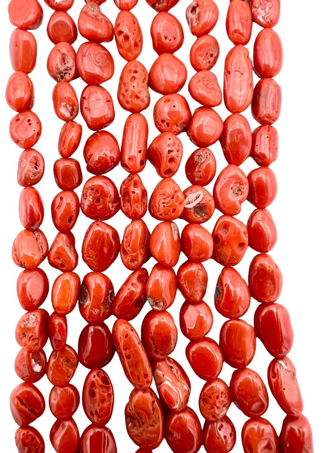 100% Natural Red Italian Sea Coral Nugget Beads 10x6