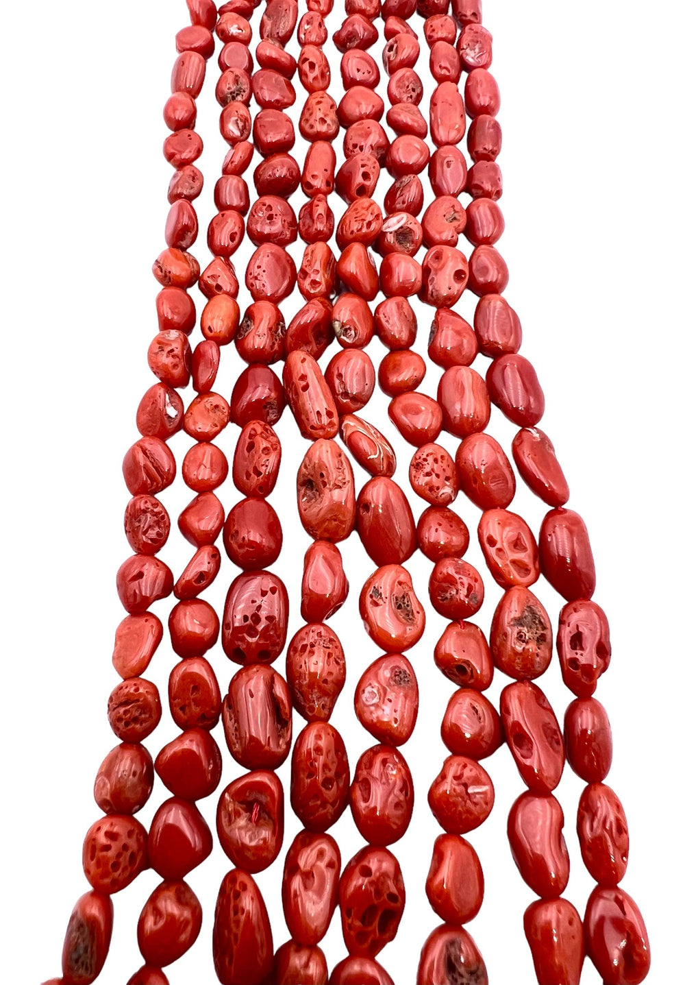 100% Natural Red Italian Sea Coral Nugget Beads 10x6