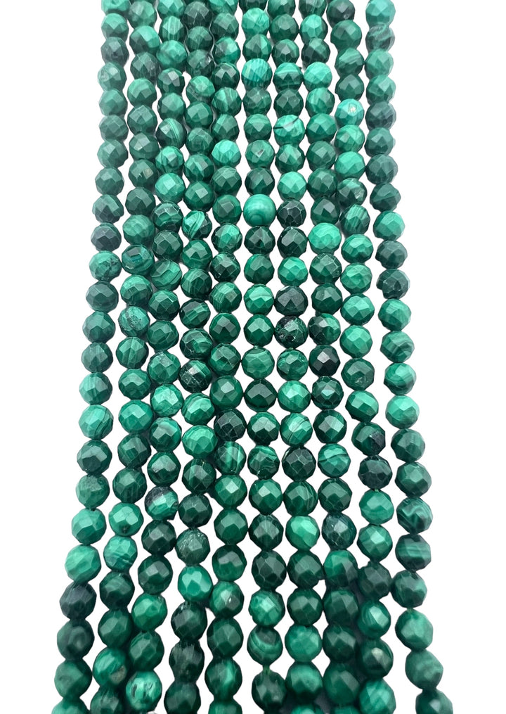 Malachite Micro Faceted 3mm Round Beads (16 inch Strand)