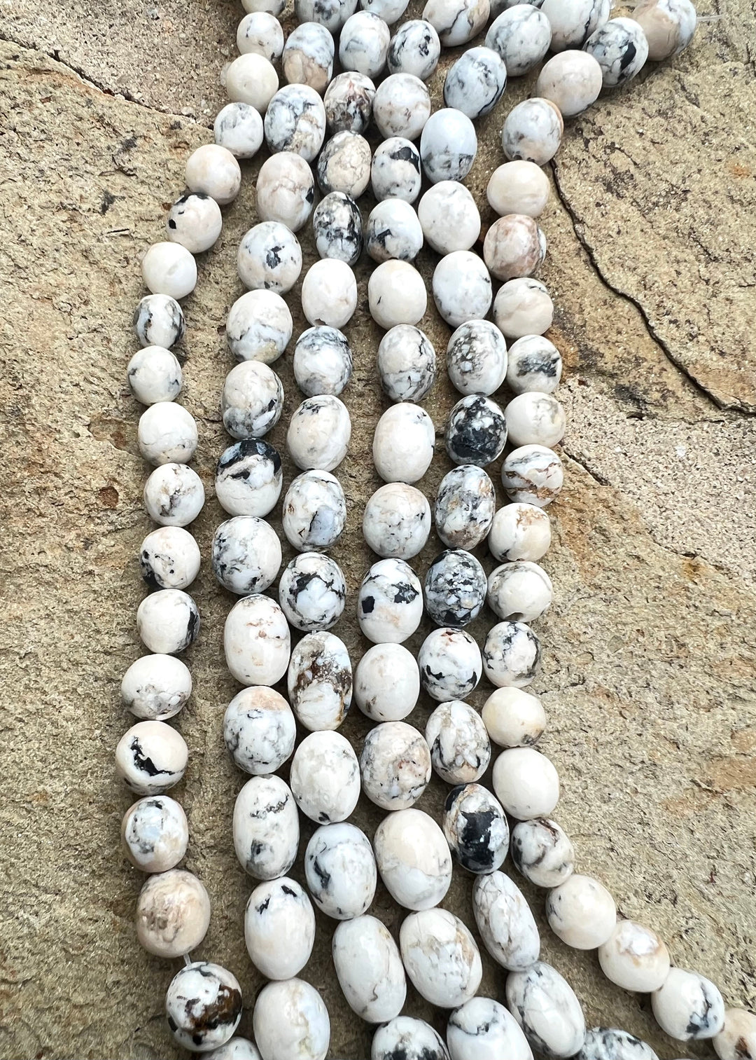 RARE High Quality White Buffalo Semi-Round Beads (8 inch