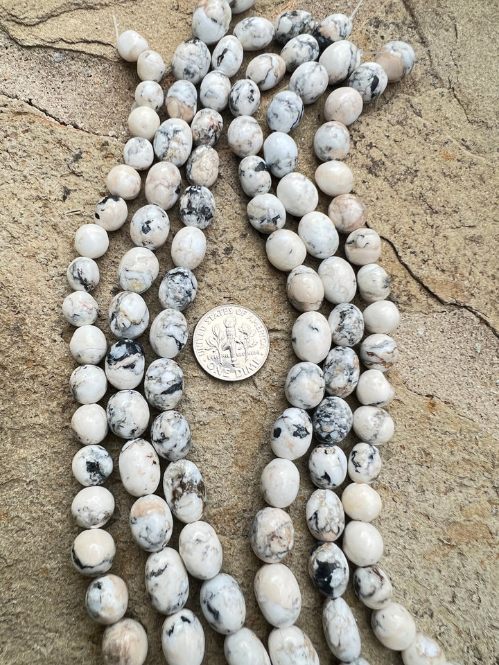 RARE High Quality White Buffalo Semi-Round Beads (8 inch