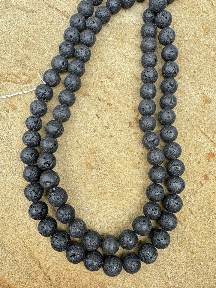 Black Lava 10mm Round Beads, 16 inch Strand