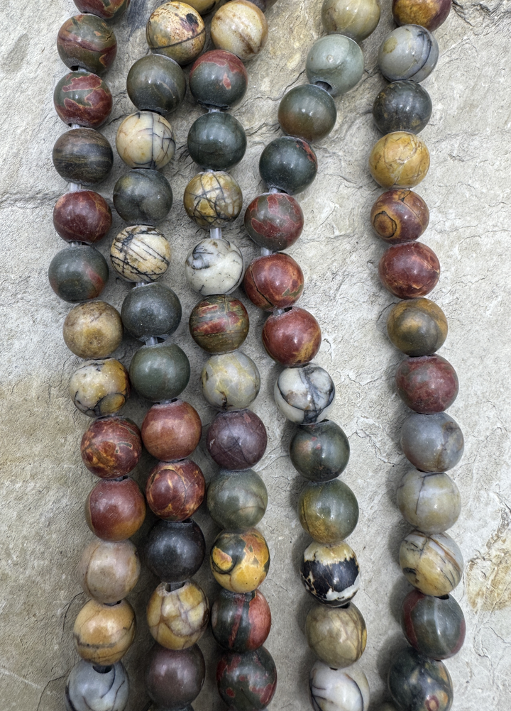 Red Creek Jasper 8mm Lange Hole Beads 8 inch Strands - Red