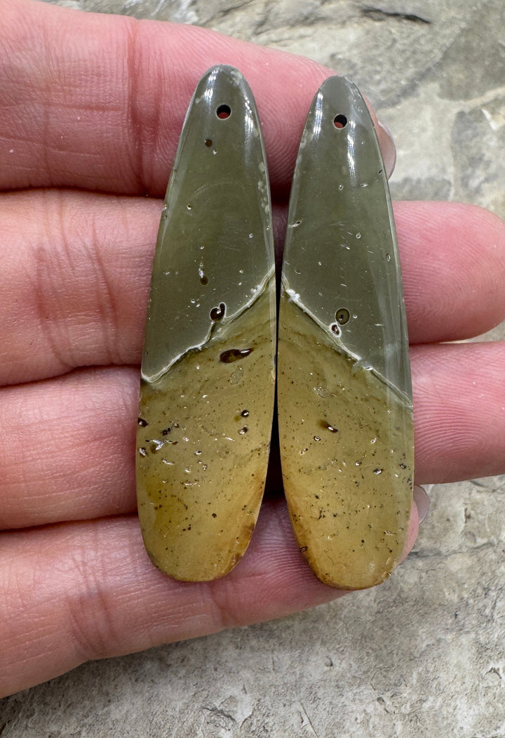 Polychrome Jasper LARGE Matching Beads Slab Pair 13x48