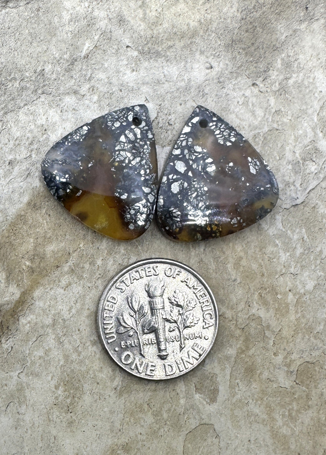 Red Marcasite Pyrite Earring Slab Bead Pair 18x20mm