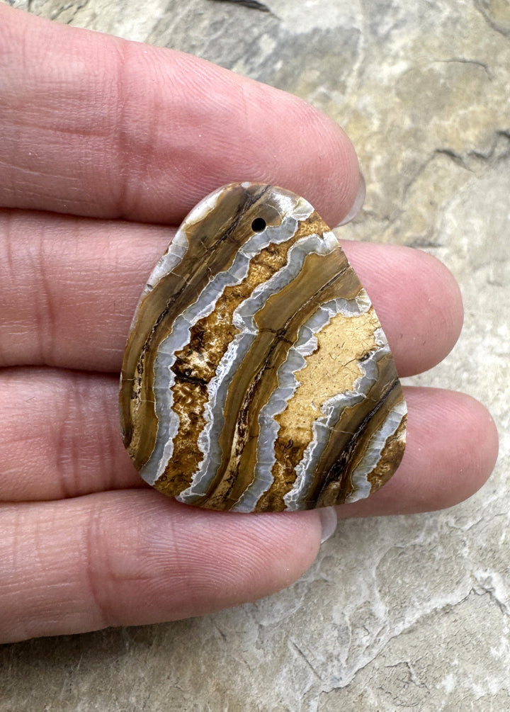 RARE Fossilized Wooly Mammoth Tooth Focal Pendant Bead 27x32mm