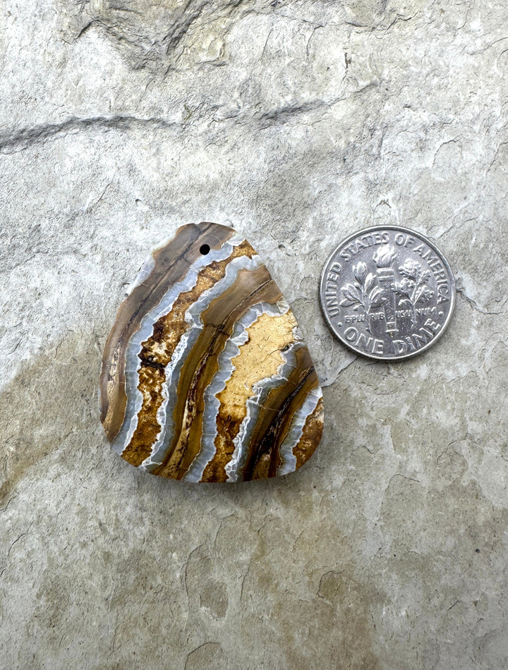 RARE Fossilized Wooly Mammoth Tooth Focal Pendant Bead 27x32mm