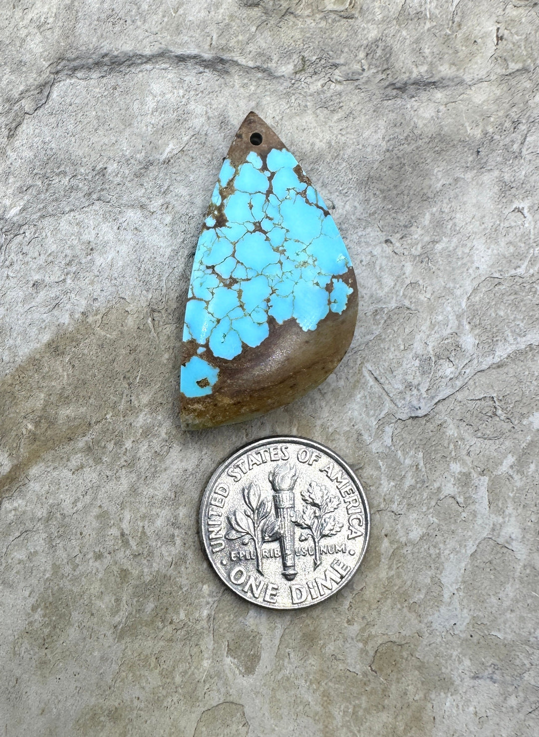 RARE Number 8 Turquoise (Nevada) Focal Pendant 17x34mm