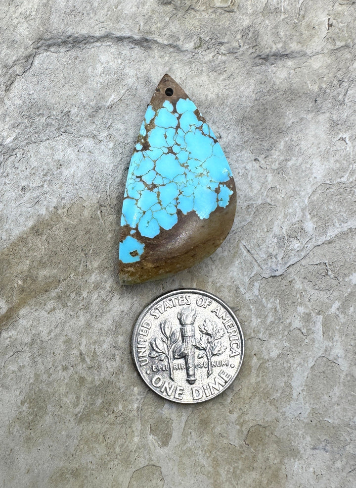 RARE Number 8 Turquoise (Nevada) Focal Pendant 17x34mm