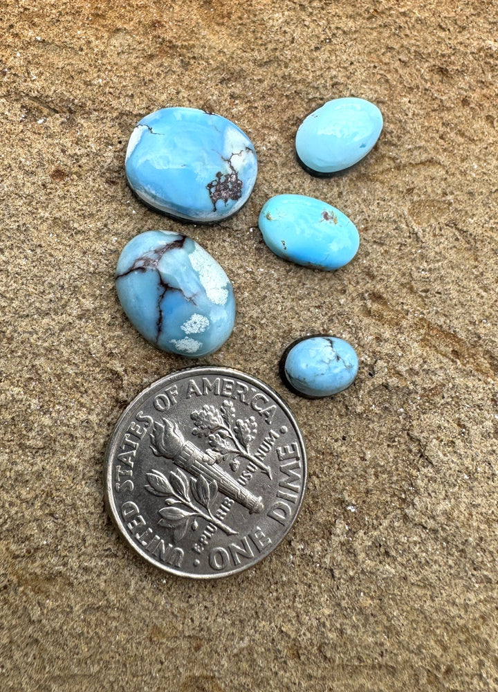 RARE Golden Hills Turquoise  (Kazakhstan) Mini Cabochons Set of 5 Cabs