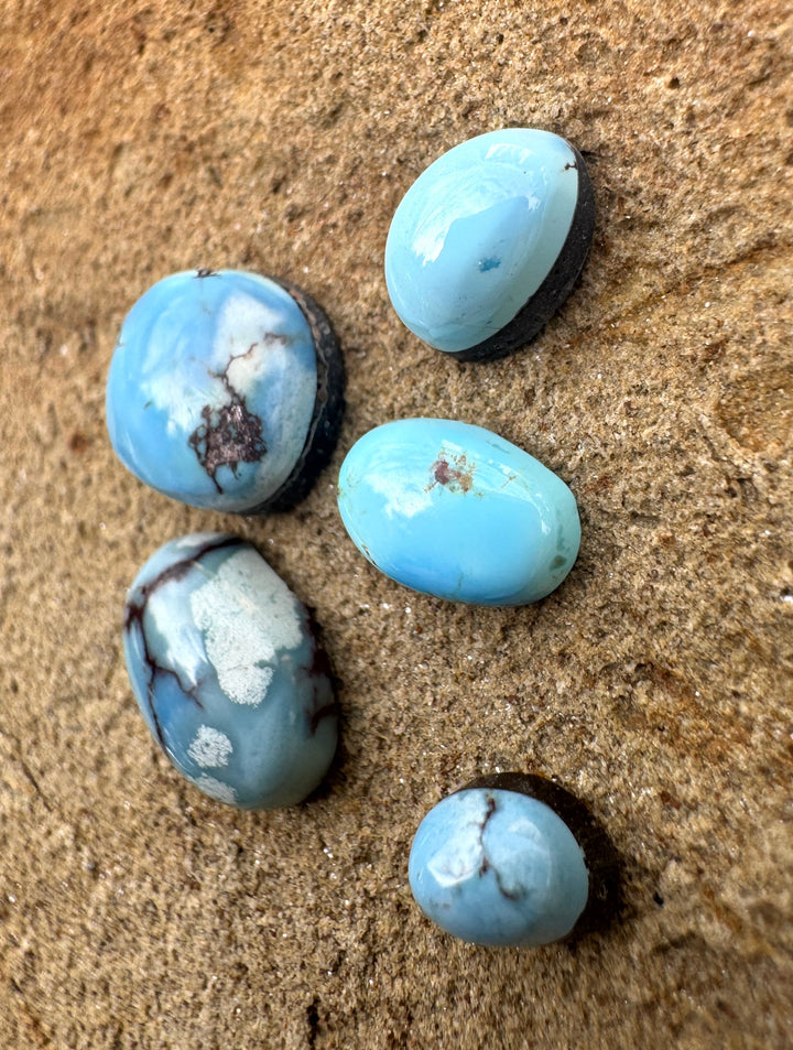 RARE Golden Hills Turquoise  (Kazakhstan) Mini Cabochons Set of 5 Cabs
