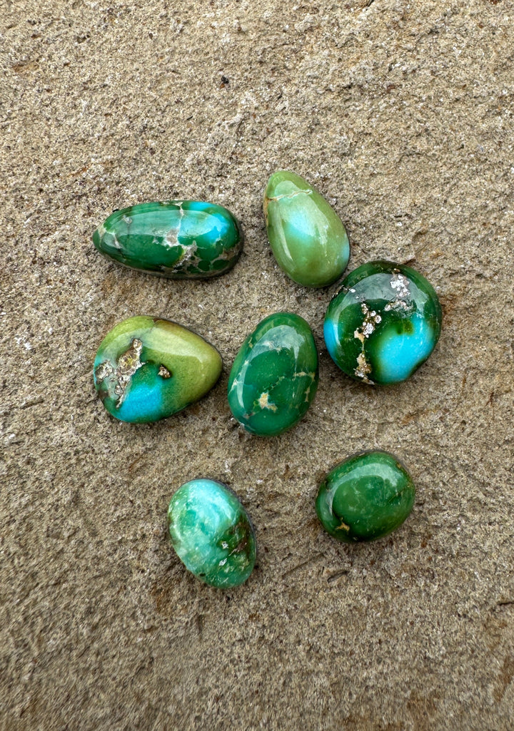 RARE Sonoran Gold Turquoise (Mex) LOT of 7 Mini Cabochons