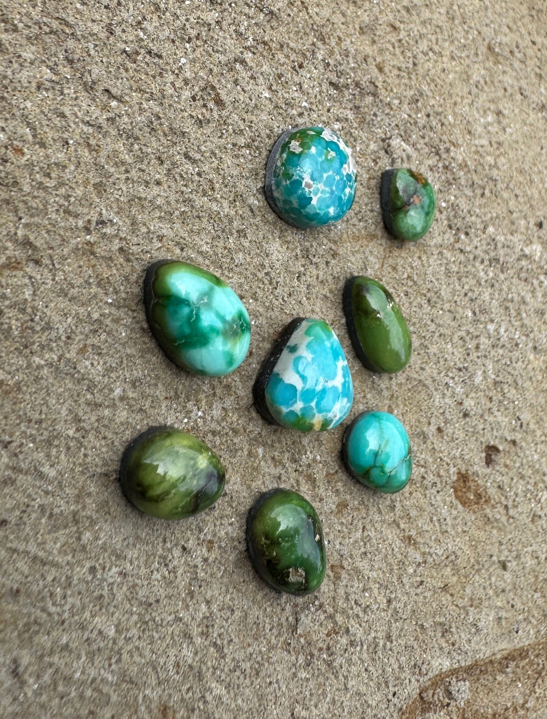 RARE Sonoran Gold Turquoise (Mex) LOT of 8 Mini Cabochons