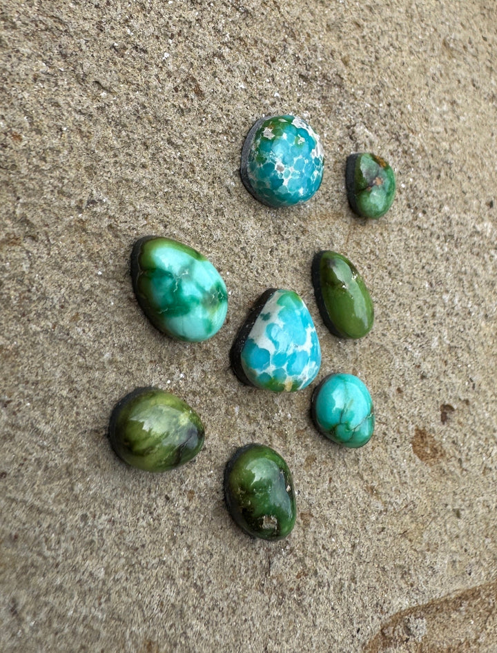 RARE Sonoran Gold Turquoise (Mex) LOT of 8 Mini Cabochons