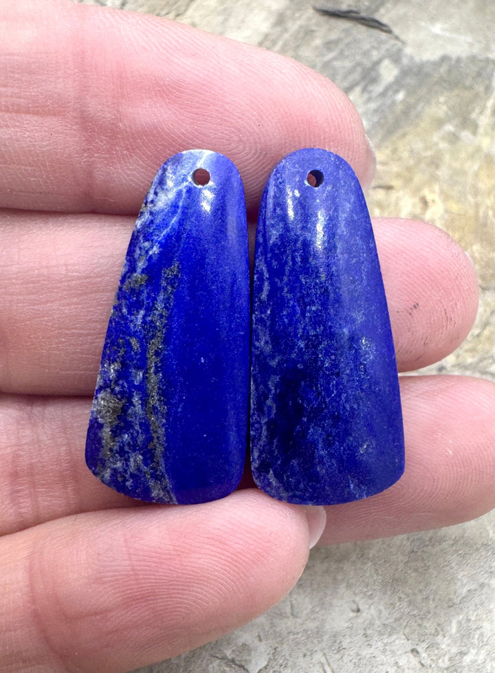 Lapis Lazuli Earring Slab Bead Pair 13x28mm