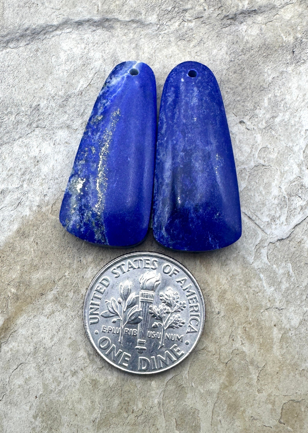 Lapis Lazuli Earring Slab Bead Pair 13x28mm