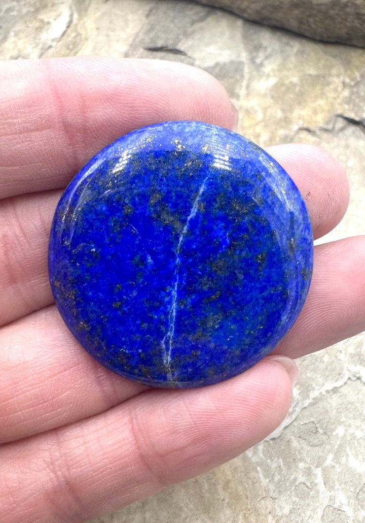 AAA+ Lapis Lazuli 35mm Round Cabochon with Pyrite