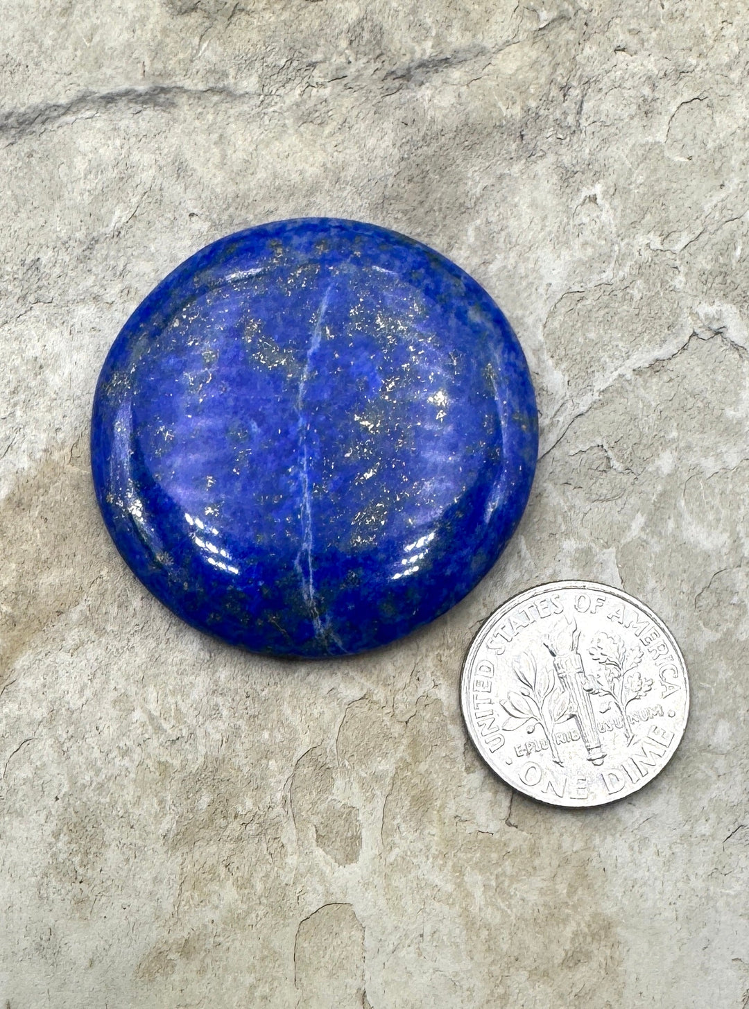AAA+ Lapis Lazuli 35mm Round Cabochon with Pyrite