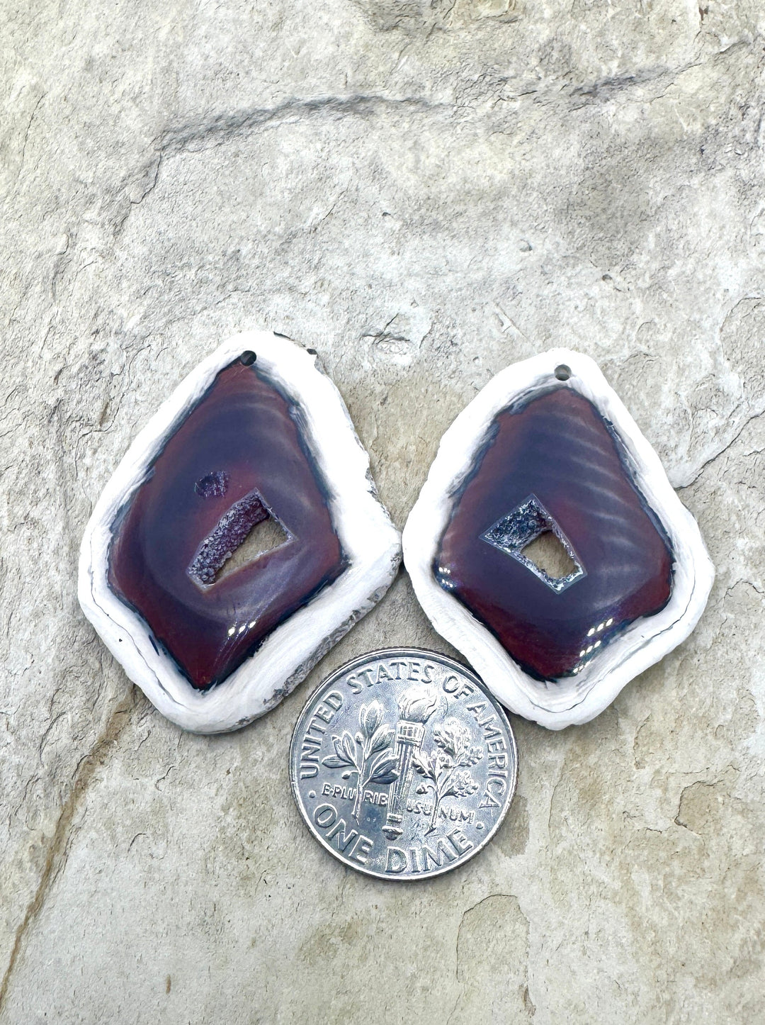 Natural Edge Carnelian Agate Earring Slab Bead Pair, 24x31mm