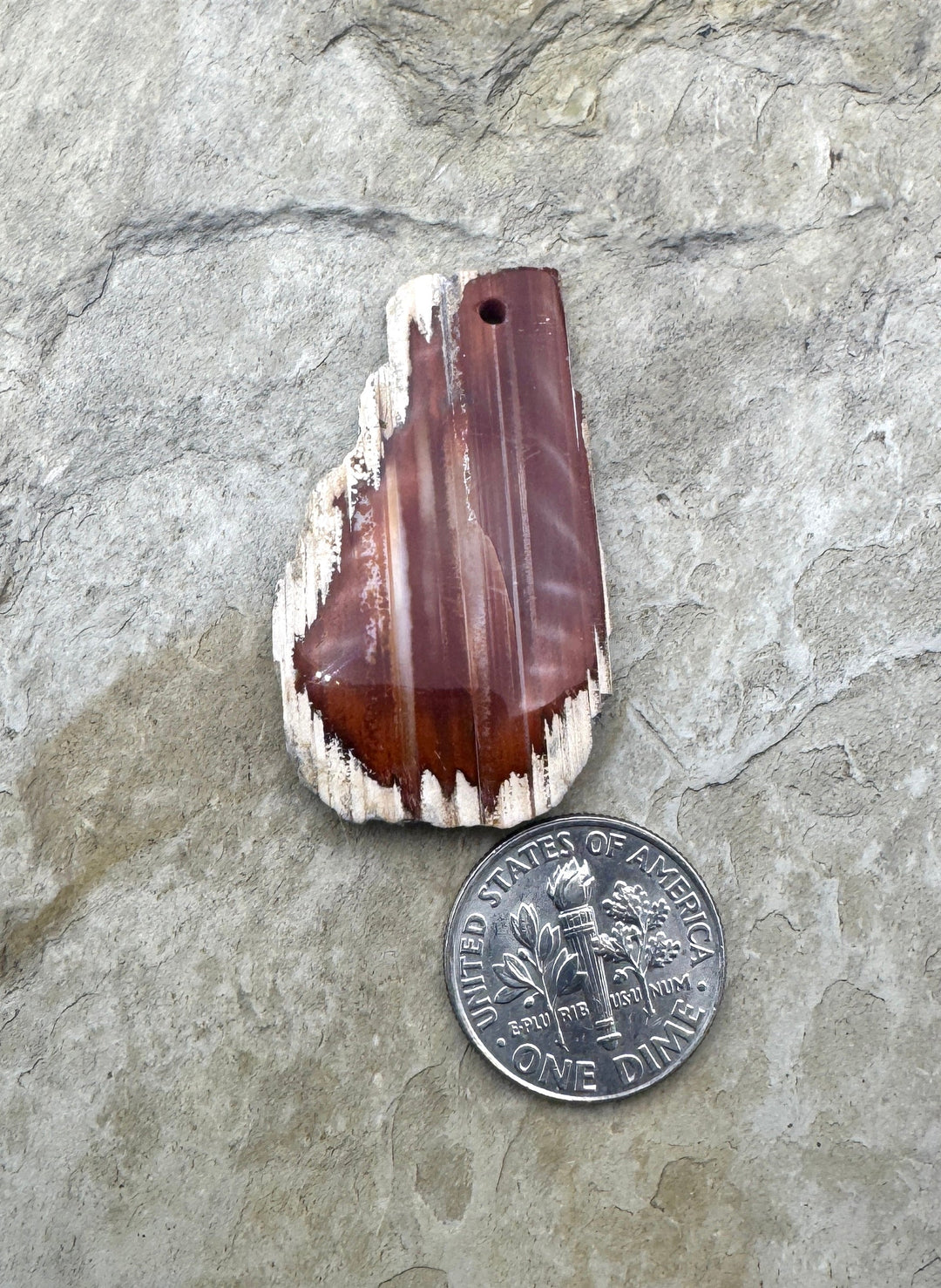 Natural Edge Carnelian Agate Focal Pendant Bead, 22x36mm