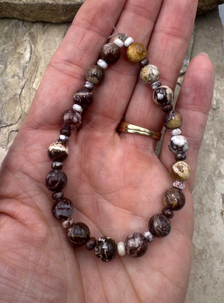 RARE AAA+ Arizona Wild Horse Mixed Shape Designer Bracelet Strand, 7.5 Inch Strand