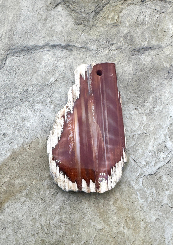 Natural Edge Carnelian Agate Focal Pendant Bead, 22x36mm