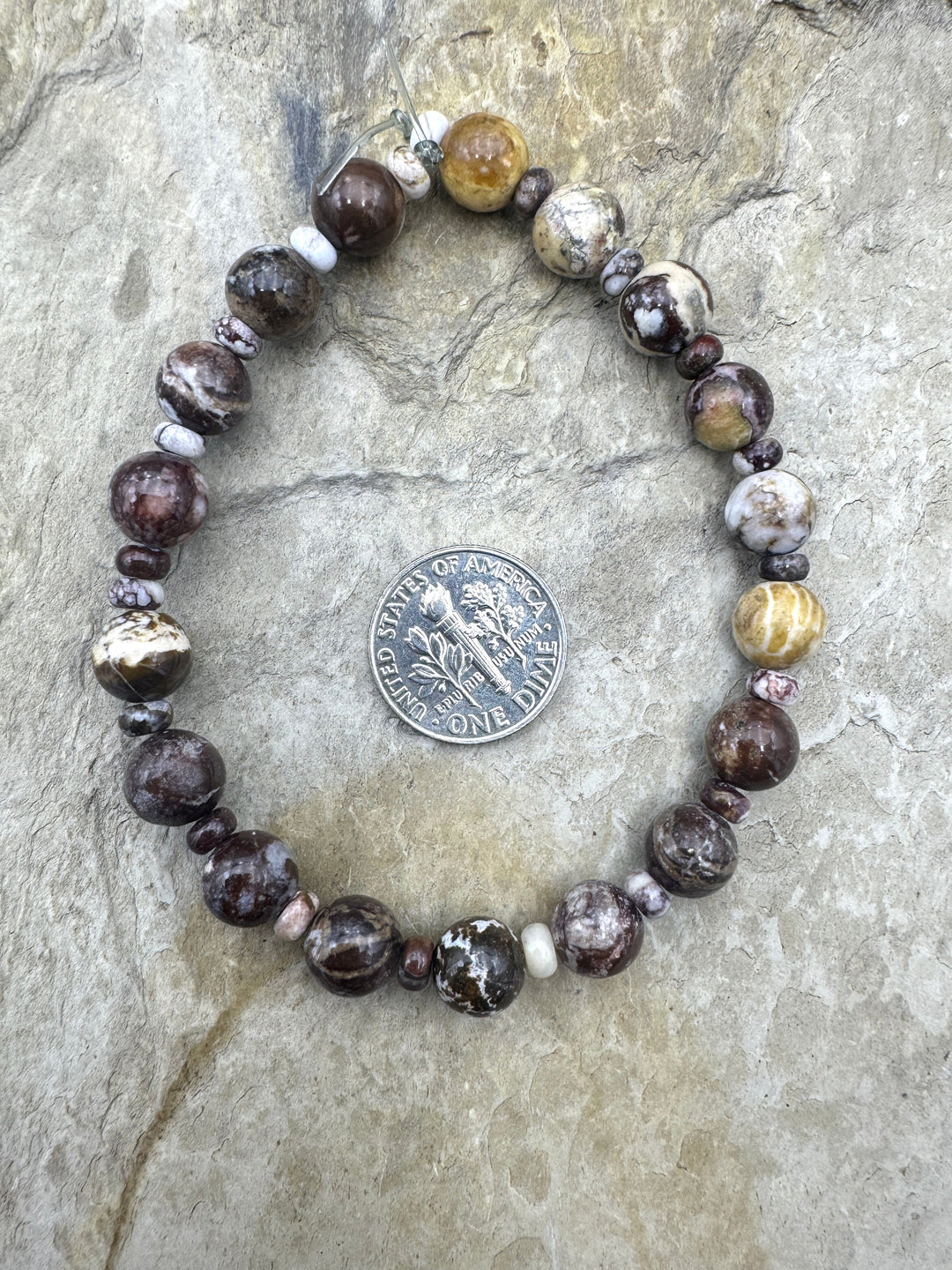 RARE AAA+ Arizona Wild Horse Mixed Shape Designer Bracelet Strand, 7.5 Inch Strand