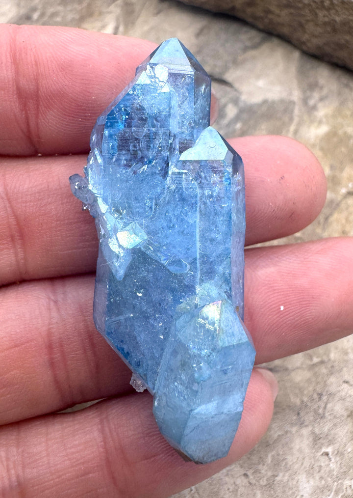 Large Crystal Quartz Druzy Coated in Iridescent Silicone Cabochon 18x51mm