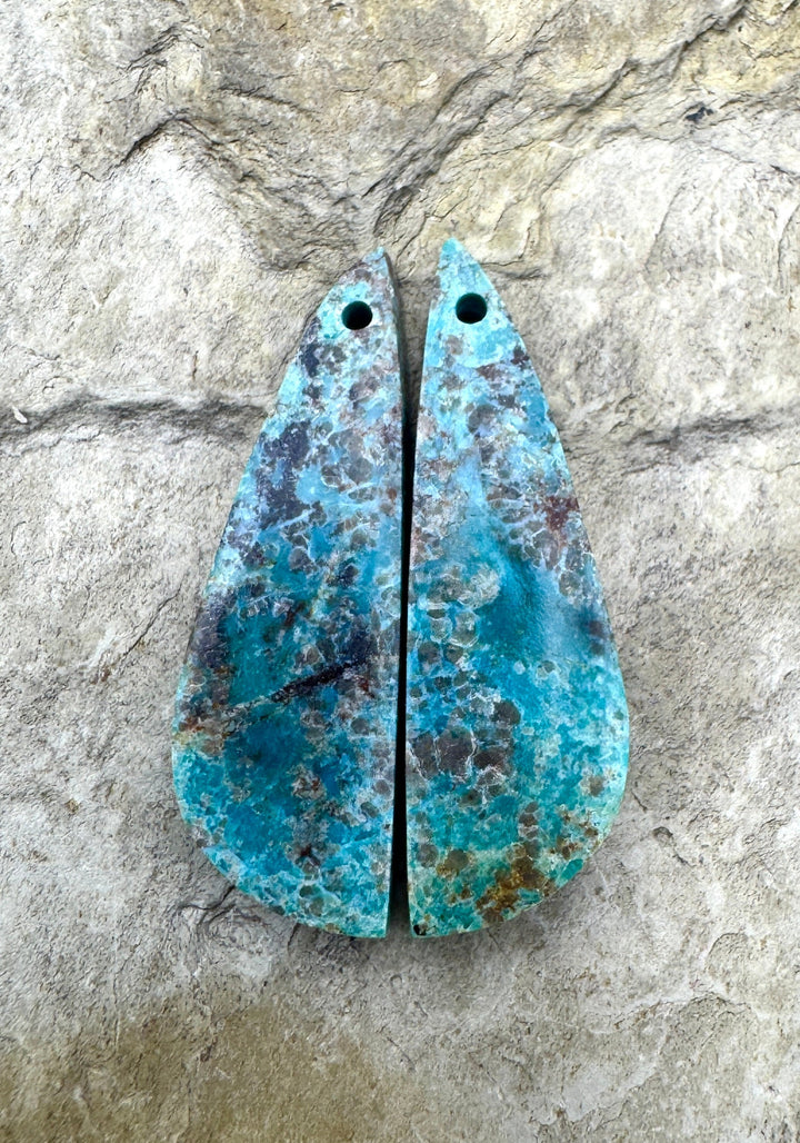 Turquoise Mountain Turquoise (Arizona) Small Earring Slab Bead Pair, 9x30mm