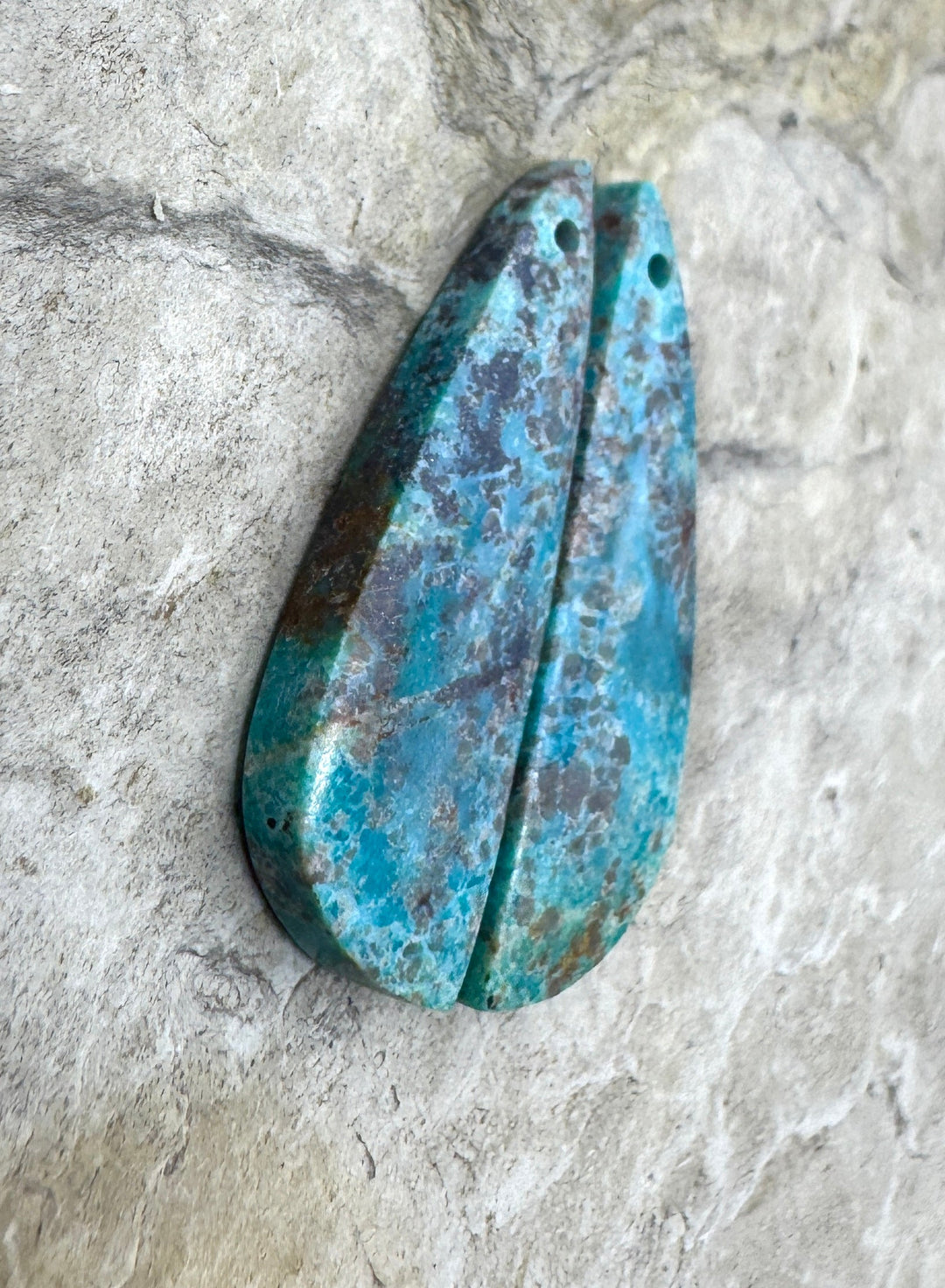 Turquoise Mountain Turquoise (Arizona) Small Earring Slab Bead Pair, 9x30mm