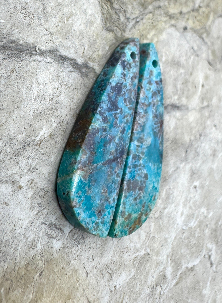Turquoise Mountain Turquoise (Arizona) Small Earring Slab Bead Pair, 9x30mm