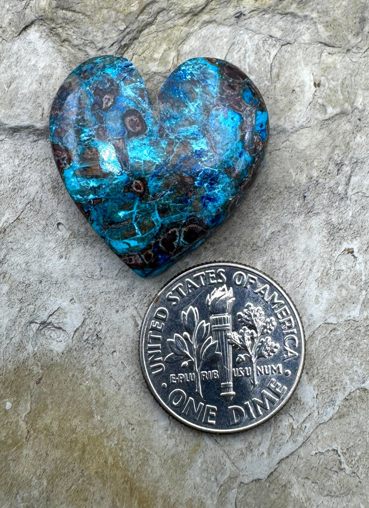 Shattuckite Heart Shaped Cabochon 24x25mm