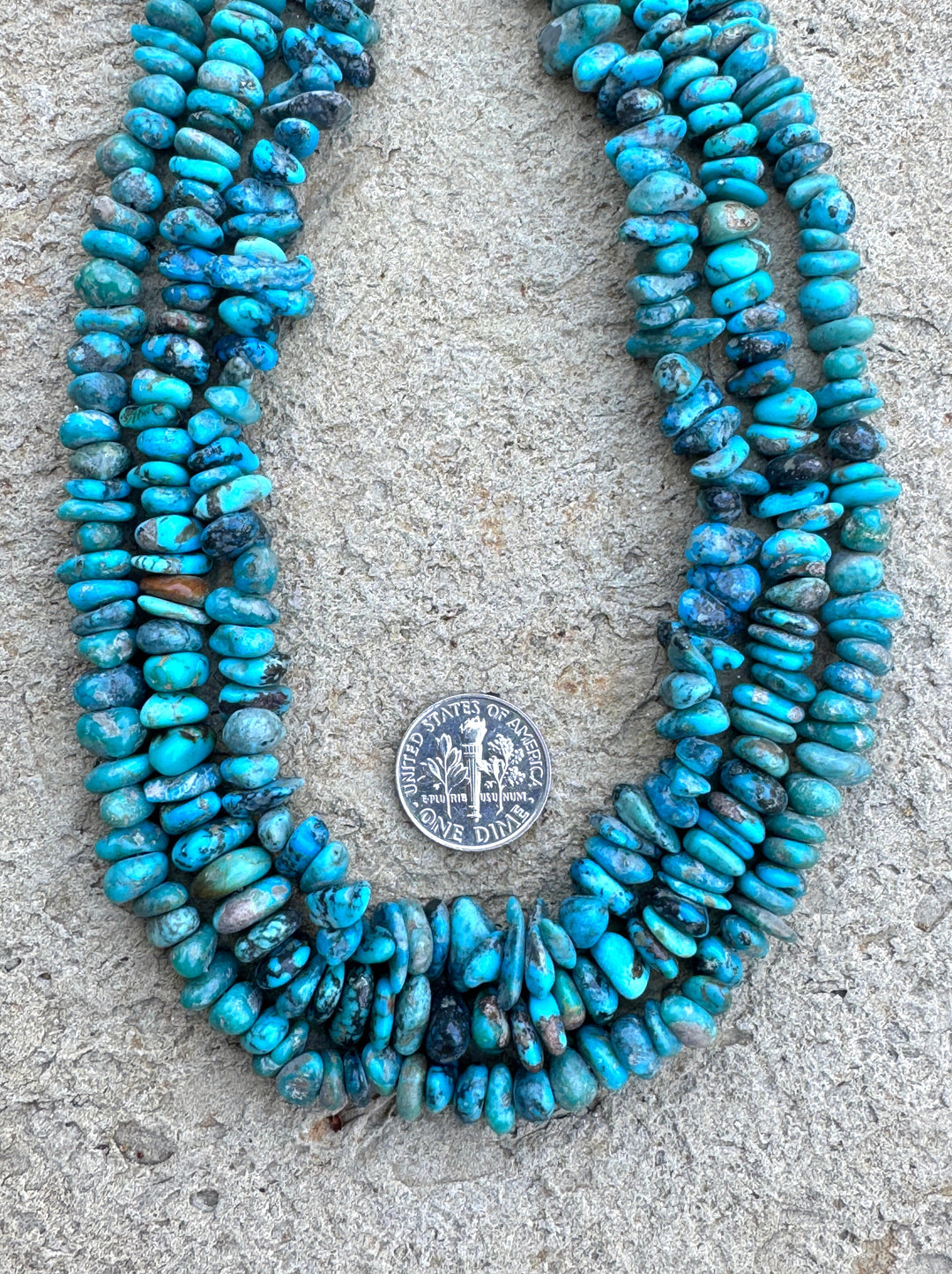 Castle Dome Turquoise (AZ) 8-9mm Chip Nugget Beads, 16 Inch Strand
